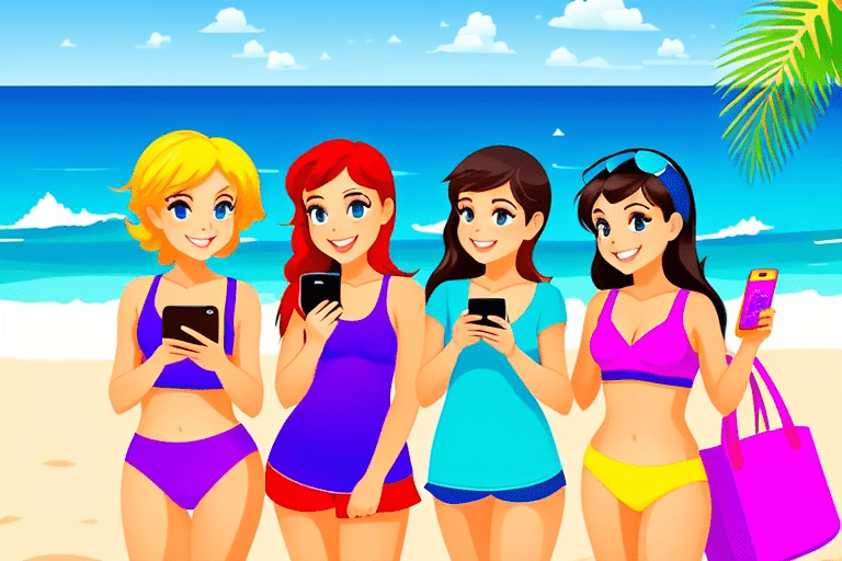 Enjoying branded content from the beach